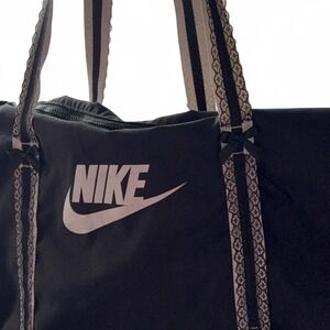 Customized Kawaii Coquette Nike black gym bag with lace detailing and bows